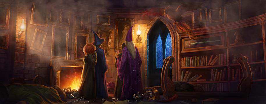 Dumbledore escapes from Professor Umbridge and Cornelius Fudge.