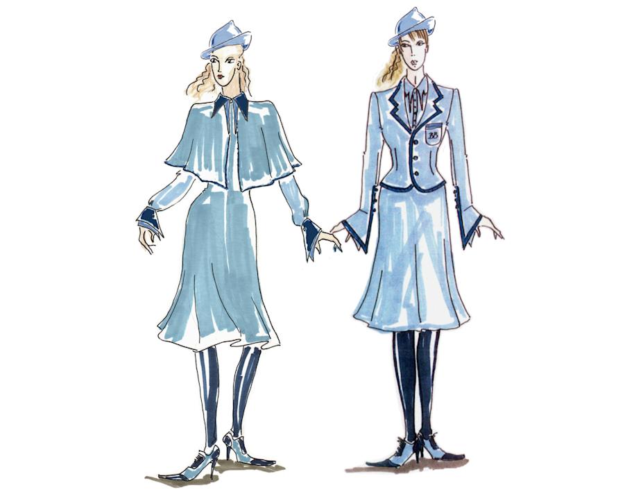 An illustration of Fleur in school uniform  