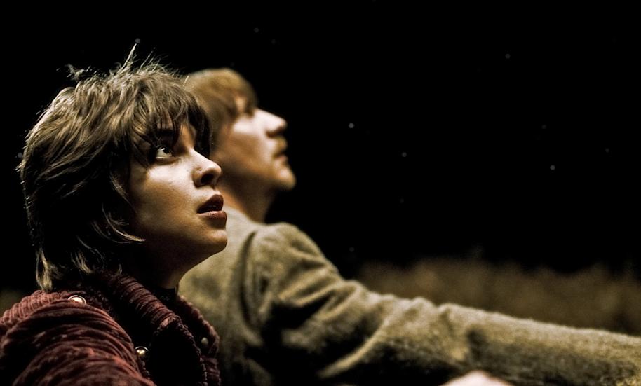 Tonks looking scared with Lupin at her side from the Half Blood Prince.