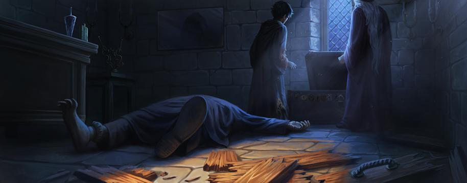 Barty Crouch Jr lying on the floor as Mad-Eye Moody 