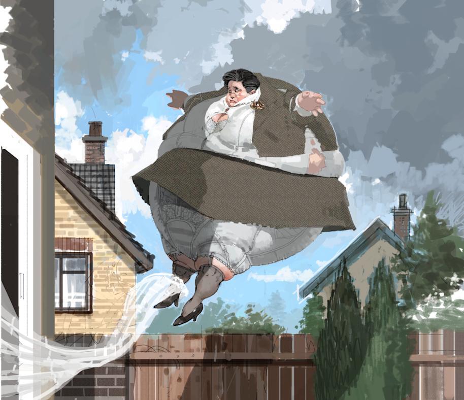 Aunt Marge floating away 