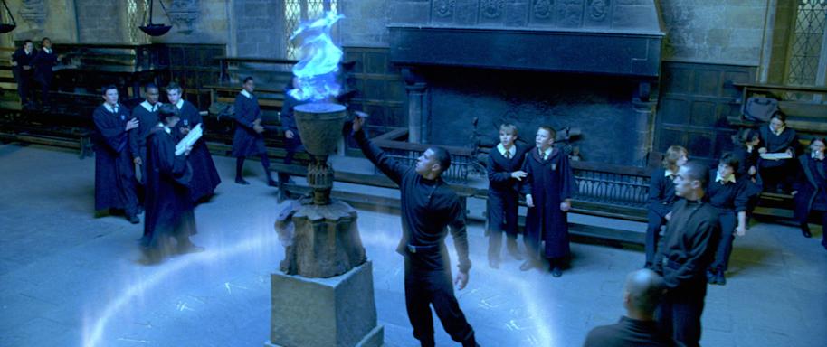A Durmstrang student enters his name into the Goblet of Fire.