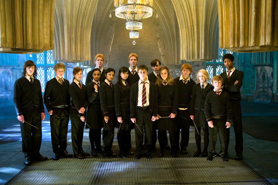 Harry and Dumbledore's Army in the Room of Requirement 