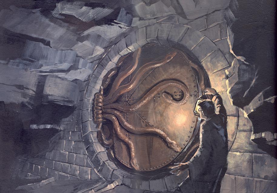 Harry opening the entrance to the Chamber of Secrets 